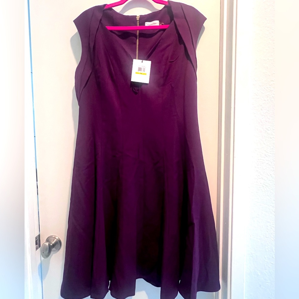NWT Unworn Calvin Klein Party Dress, Deep Aubergine Size 14